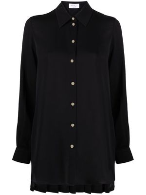 Ferragamo logo-button long-sleeve silk shirt - Black