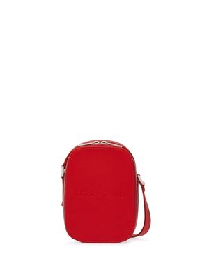 Ferragamo logo-debossed leather shoulder bag - Red