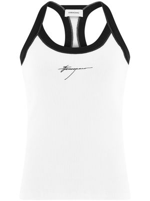 Ferragamo logo-embroidered cotton tank top - White