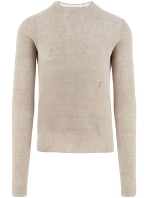 Ferragamo logo-embroidered ribbed-knit jumper - Grey