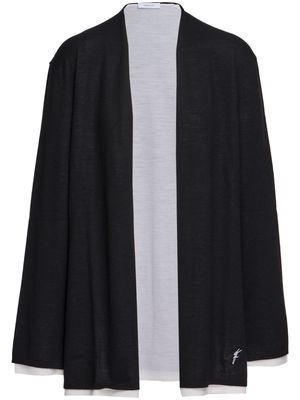 Ferragamo logo-embroidered shawl-collar cardigan - Black