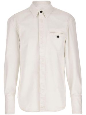 Ferragamo logo-patch cotton shirt - Neutrals