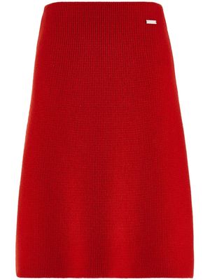 Ferragamo logo-plaque knitted midi skirt - Red