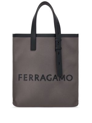 Ferragamo logo-plaque leather tote bag - Grey