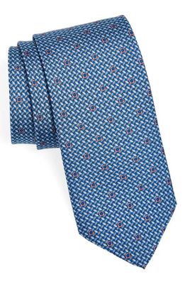 FERRAGAMO Maglia Gancini Print Silk Tie in Bluette/Azzurro