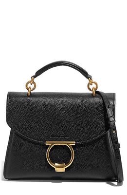 FERRAGAMO Margot Leather Top Handle Bag in Nero