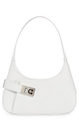 FERRAGAMO Medium Calfskin Leather Hobo Bag in Optic White