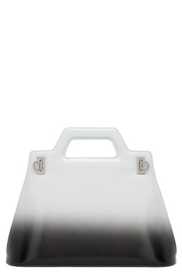 FERRAGAMO Medium Wanda Airbrush Leather Top Handle Bag in Optic White /Bianco /Nero
