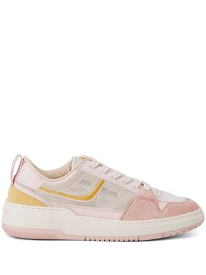 Ferragamo Mesh suede lace-up sneakers - Pink
