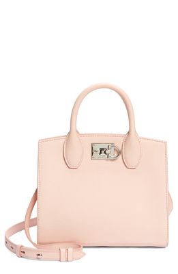 FERRAGAMO Mini The Studio Box Leather Top Handle Bag in Nylund Pink