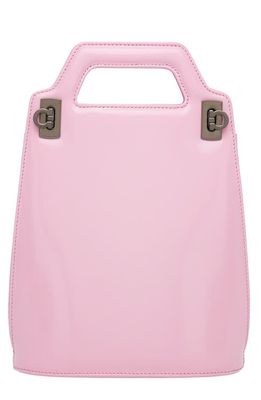 FERRAGAMO Mini Wanda North/South Leather Top Handle Bag in Bubble Gum