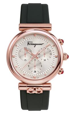 FERRAGAMO Ora Chronograph Rubber Strap Watch