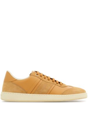 Ferragamo panelled lace-up leather sneakers - Neutrals
