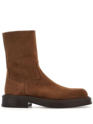 Ferragamo panelled nubuck ankle boots - Brown