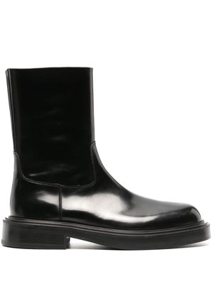 Ferragamo panelled patent-leather ankle boots - Black