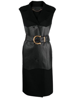 Ferragamo panelled sleeveless single-breasted coat - Black