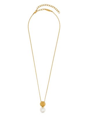Ferragamo pearl-pendant matte-finish necklace - Gold