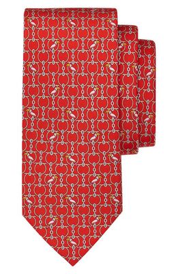 FERRAGAMO Picchio Silk Tie in Rosso