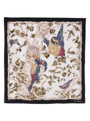 Ferragamo Pre-Owned 1970s bird-print silk scarf - Neutrals