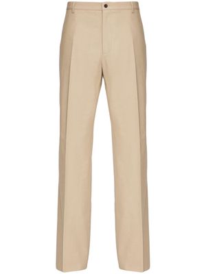Ferragamo pressed-crease cotton straight-leg trousers - Neutrals