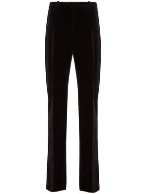 Ferragamo pressed-crease velvet straight-leg trousers - Black