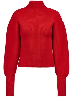 Ferragamo puff-sleeve ribbed jumper - Red