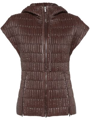 Ferragamo quilted hooded gilet - Brown
