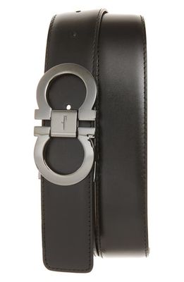FERRAGAMO Reversible Leather Belt in Black/Auburn