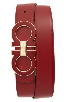 FERRAGAMO Reversible Leather Belt in Red/Black