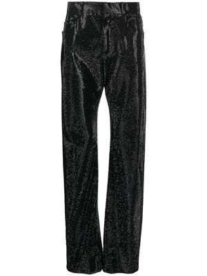 Ferragamo rhinestone-embellished straight-leg trousers - Black