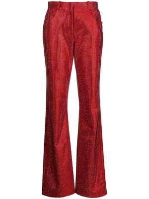 Ferragamo rhinestone-embellished straight-leg trousers - Red