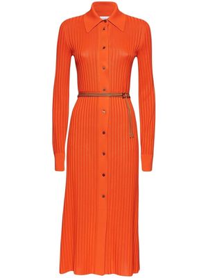 Ferragamo ribbed-knit shirt dress - Orange