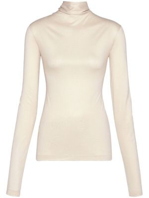 Ferragamo roll-neck silk-blend top - White