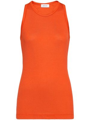 Ferragamo round-neck silk-blend top - Orange