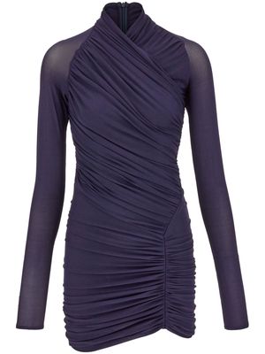 Ferragamo ruched long-sleeve minidress - Blue