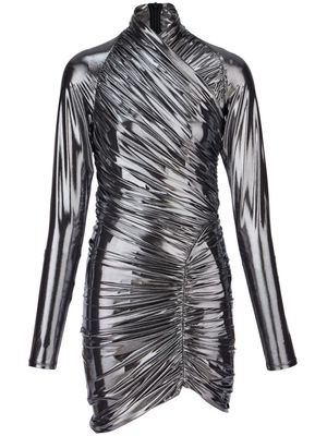 Ferragamo ruched long-sleeve minidress - Silver