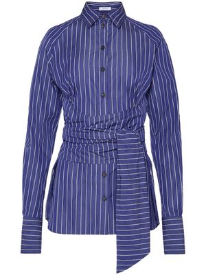 Ferragamo sash-detail striped shirt - Blue