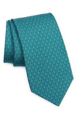 FERRAGAMO Scala Silk Tie in F. verde