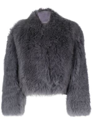 Ferragamo shearling cropped jacket - Grey