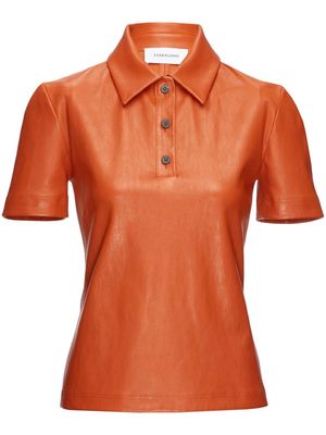 Ferragamo short-sleeve leather polo shirt - Brown
