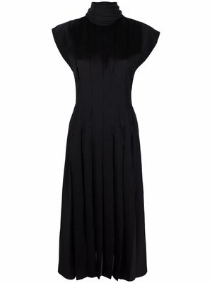 Ferragamo short-sleeve pleated dress - Black