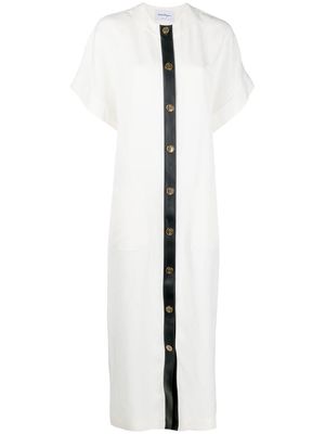 Ferragamo short-sleeved buttoned maxi dress - White