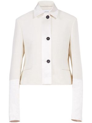 Ferragamo silk-trim wool-blend cropped jacket - Neutrals
