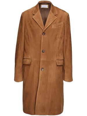 Ferragamo single-breasted leather coat - Brown