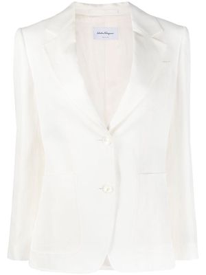 Ferragamo single-breasted silk-blend blazer - White