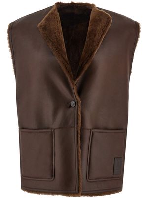 Ferragamo sleeveless shearling jacket - Brown