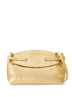 Ferragamo snakeskin-effect leather clutch bag - Gold