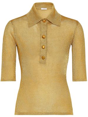 Ferragamo straight-point collar cotton-blend top - Gold