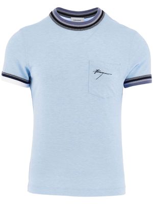 Ferragamo stripe-tipping jersey T-shirt - Blue