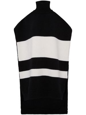 Ferragamo striped wool poncho - Black